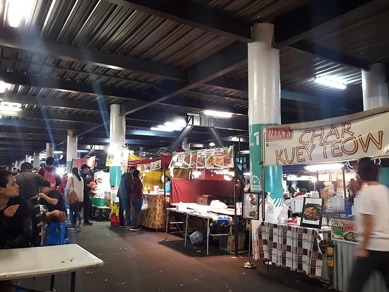Auckland night market stalls.